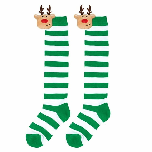 Christmas Socks for Women Stockings Knee Length Stockings Party Socks European And Holiday Striped Socks Reindeer Socks