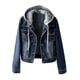 thumbnail image 1 of Women's Casual Detachable Hooded Denim Jacket, 1 of 5