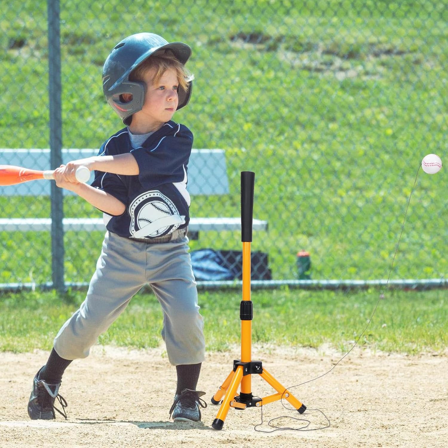 Adoreal Baseball Tee for Kids, Baseball Tee Baseball Batting Tee for Kids Softball & Baseball Practice Tee Easy Adjustable Height Portable Hitting Tee with Carry Bag(with ball)