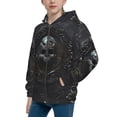thumbnail image 2 of Pofeuu Ornate Dark Skull Book Print Teenage Zipper Hoodie Sweatshirts Hooded Casual Jackets With Pocket For Boys Girls-Small, 2 of 6