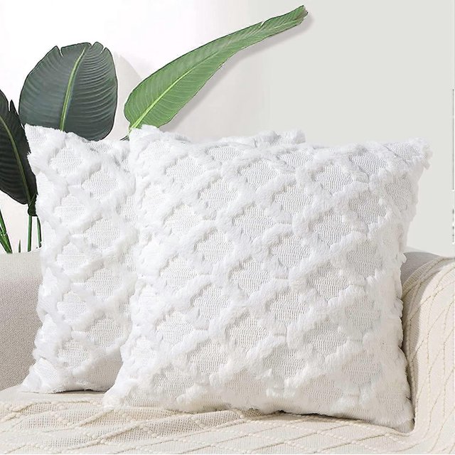 Boho Plush Throw Pillow Covers, Decorative Pillows Cases for Couch 20x20 Set of 2, Velvet Cushion Covers for Living Room Bed Sofa Home Bedding