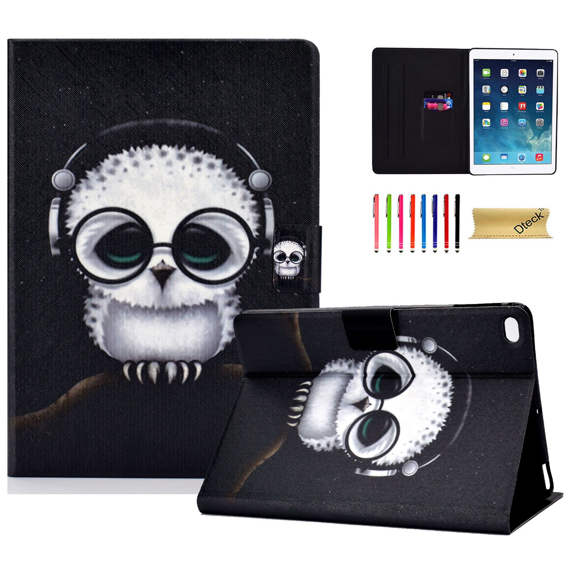 iPad 9.7 inch 2018 2017 Case/iPad Air Case/iPad Air 2 Case/iPad Pro 9.7 Case, Dteck PU Leather Folio Smart Cover with Auto Sleep Wake Stand Wallet Case For Apple iPad 9.7" (Not fit iPad 2 3 4), Owl - image 1 of 1