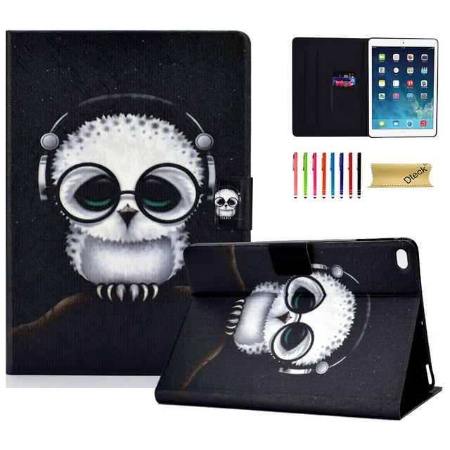 iPad 9.7 inch 2018 2017 Case/iPad Air Case/iPad Air 2 Case/iPad Pro 9.7 Case, Dteck PU Leather Folio Smart Cover with Auto Sleep Wake Stand Wallet Case For Apple iPad 9.7" (Not fit iPad 2 3 4), Owl