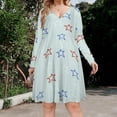 thumbnail image 2 of American Flag Blue Red White Long Sleeve Dresses For Women Vintage Elegant Party Dress Oversized V-neck Dress S-8XL, 2 of 7