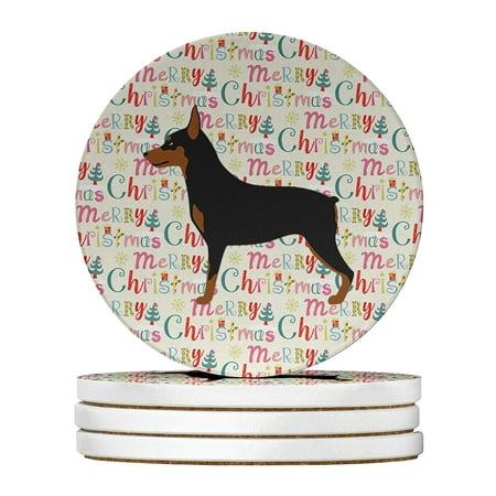 

Miniature Pinscher Merry Christmas Large Sandstone Coasters Pack of 4 4 in x 4 in