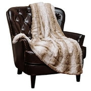 Chanasya Fuzzy Faux Fur Falling Leaf Embossed Throw Blanket - Super Soft and Warm Lightweight Reversible Sherpa for Couch, Home, Living Room, and Bedroom DÃ©cor (60x70 Inches) Brown and White