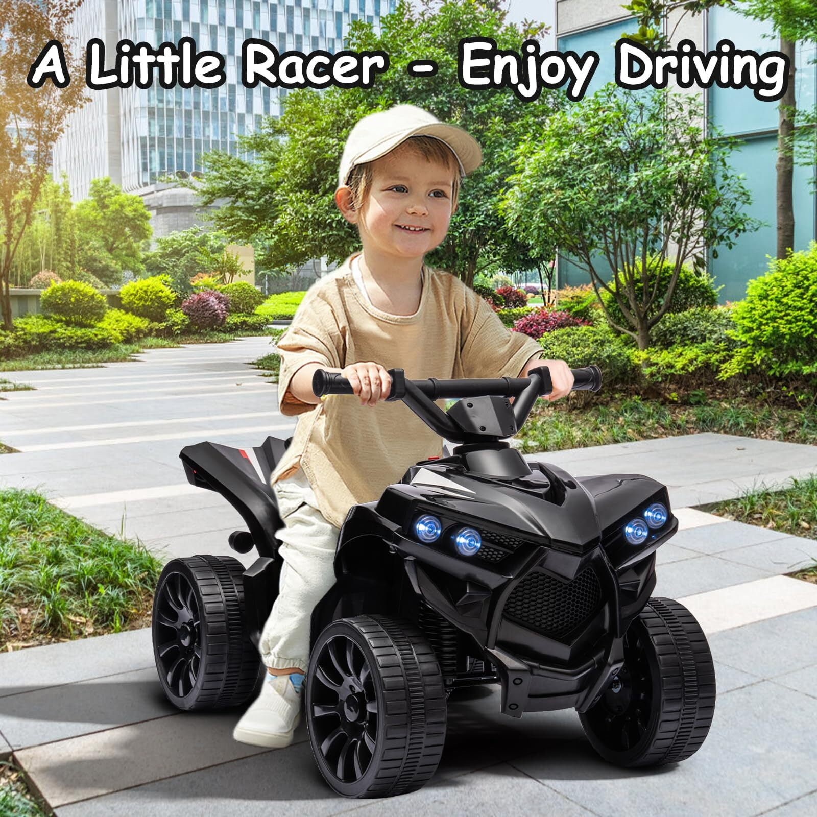 Kids ATV 4 Wheeler, 6V Ride-On Car Toy for Children Ages 1-5, 1.8 Mph Max Speed, Music,Led Lights,Electric Vehicle Quad Car for Kids