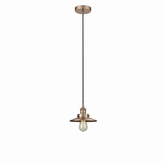 Innovations Lighting Railroad - 1 Light 8" Cord Hung Mini Pendant. Antique Copper