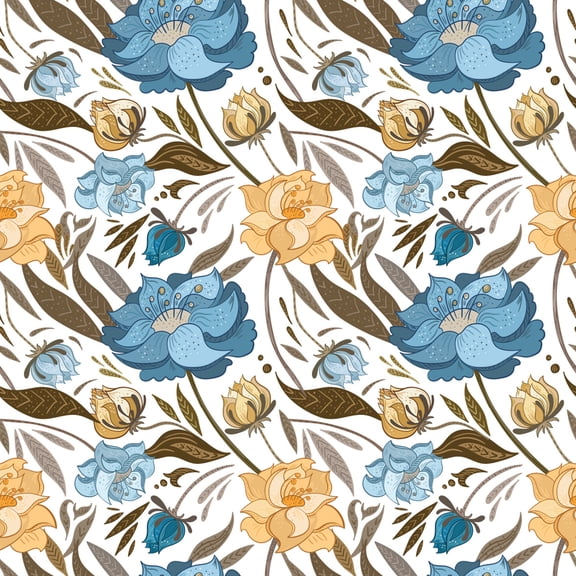 MuralsPrint HollyHock Floral Peel and Stick Wallpaper, Eco-friendy Removable Wallpaper 10'L x 24''W