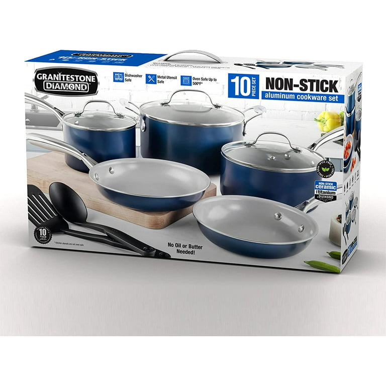 Granitestone Pots and Pans Set Ceramic Nonstick Cookware Set 10 Pcs 