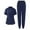 20#Dark Blue, variant on GXIPO Scrub Sets for Woman Zipper V-Neck Scrub Top & Jogger Pant with Pockets Nursing Uniform Stretch Workwear