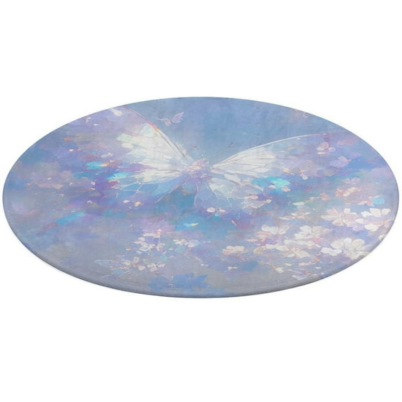 Dancing Butterflies Round Rugs -Washable Non-Slip Small Round Area Rug Throw Soft Circle Rugs for Bedroom, Modern Print Indoor Carpet for Entryway Sofa Living Room