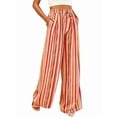 thumbnail image 2 of Women's Elastic Waist Wide Leg Light Weight Woman Palazzo Pants for Casual Lounge Colorful - Orange XL, 2 of 9