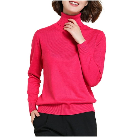 Ounisa Womens Coats Tops Solid Basic Stretch Turtleneck Pullover Knit Sweater Outerwear Jackets