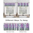 thumbnail image 4 of Purple Floral Curtain Valance for Windows/Living Room/Kitchen/Bathroom/Café, Short Rod Pocket Tier Curtain Window Treatment Panel Spring Botanical Flowers Bee Leaves Topper Curtain 60''x18'', 4 of 6