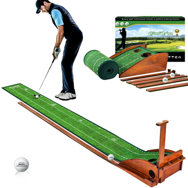 Alfombrilla de golf GimiYaa Auto Ball Return Velvet Wood