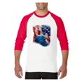 thumbnail image 1 of MmF - Mens Raglan Sleeve Baseball T-Shirts, up to Size 3XL - American Flag 4th of July, 1 of 4