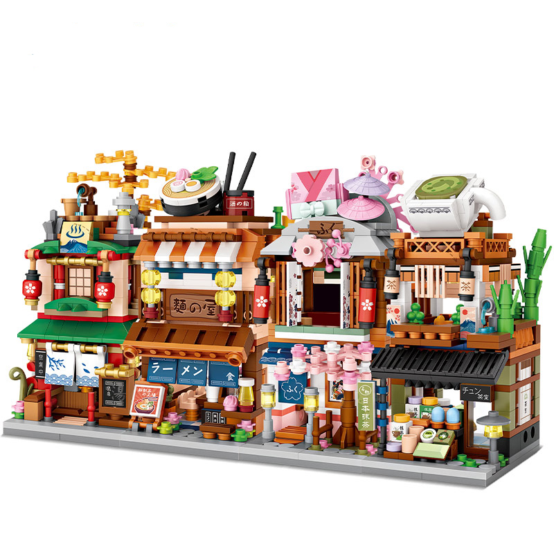 Japanese Street View Shop Building Blocks House Toy, 4 Models Mini DIY