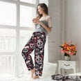 thumbnail image 4 of Uemuo Rose Flowers Pattern Women's Wide Leg Palazzo Lounge Pants with Pockets Light Weight Loose Comfy Casual Pajama Pants-, 4 of 9