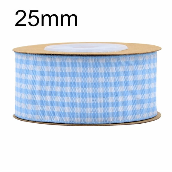 NAMZI 1 Inch x 5.5 Yards Gingham Ribbon, Classic Plaid Buffalo Checker Ribbon for Gift Wrapping, Hair Bows & DIY Crafts, Blue