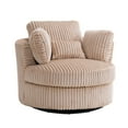 thumbnail image 3 of Oversized 360 Degreed Swivel Accent Chair with 4 Pillow, Modern Corduroy Swivel Barrel Chair, Mid Century Modern Reading Chair for Living Room/Bedroom, Beige, 3 of 8