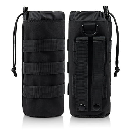 Upgraded Sports Water Bottles Pouch Bag, Tactical Drawstring Molle Water Bottle Holder Tactical Pouches, Travel Mesh Water Bottle Bag Tactical Hydration Carrier