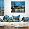 thumbnail image 3 of Designart Brooklyn Bridge and Skyscrapers - Cityscape Throw Pillow - 18x18, 3 of 4