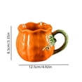 thumbnail image 3 of ALORINA Ceramic Pumpkin Shaped Coffee Mug with Green Leaf Handle, Fall Holiday Drinkware Cup for Tea, Latte, Hot Cocoa, Halloween Thanksgiving Gift for Home and Office, 3 of 7