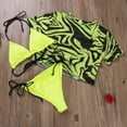 thumbnail image 3 of Douhoow 3Pcs Women Leopard Swimsuits Bikini Crop Tops+Sling Bra+Lace Up Panties, 3 of 7