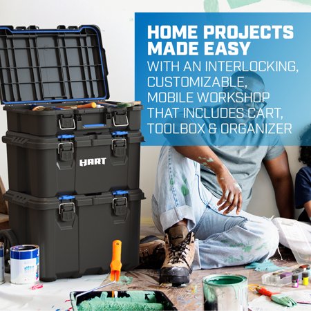 

HART Stack System Mobile Tool Box for Storage and Organization Fits 7 Parts Modular Storage System And Suits HART Power Tools