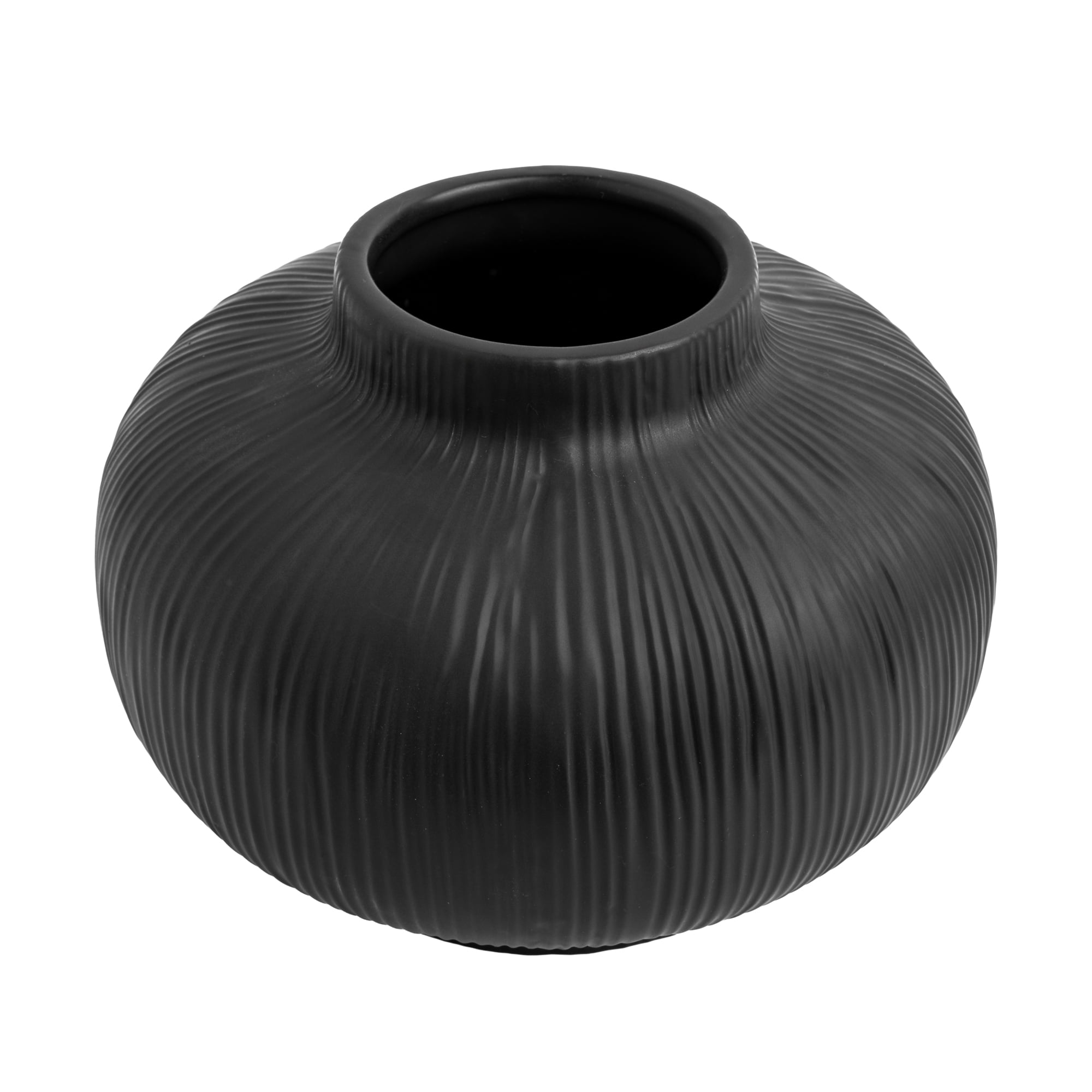 Better Homes & Gardens Soft Curve Black Ceramic Decorative Vase, 6"