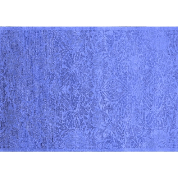 Ahgly Company Machine Washable Indoor Rectangle Oriental Blue Industrial Area Rugs, 2' x 3'