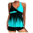 thumbnail image 1 of RKSTN Maillot de Bain pour Femmes Conservateur Ample Grande Taille Tankini Maillot de Bain pour Femmes Col Rond Sans Manches Hauts de Tankini avec Short Garçon Ensemble Deux Pièces, P-5TG, 1 of 2