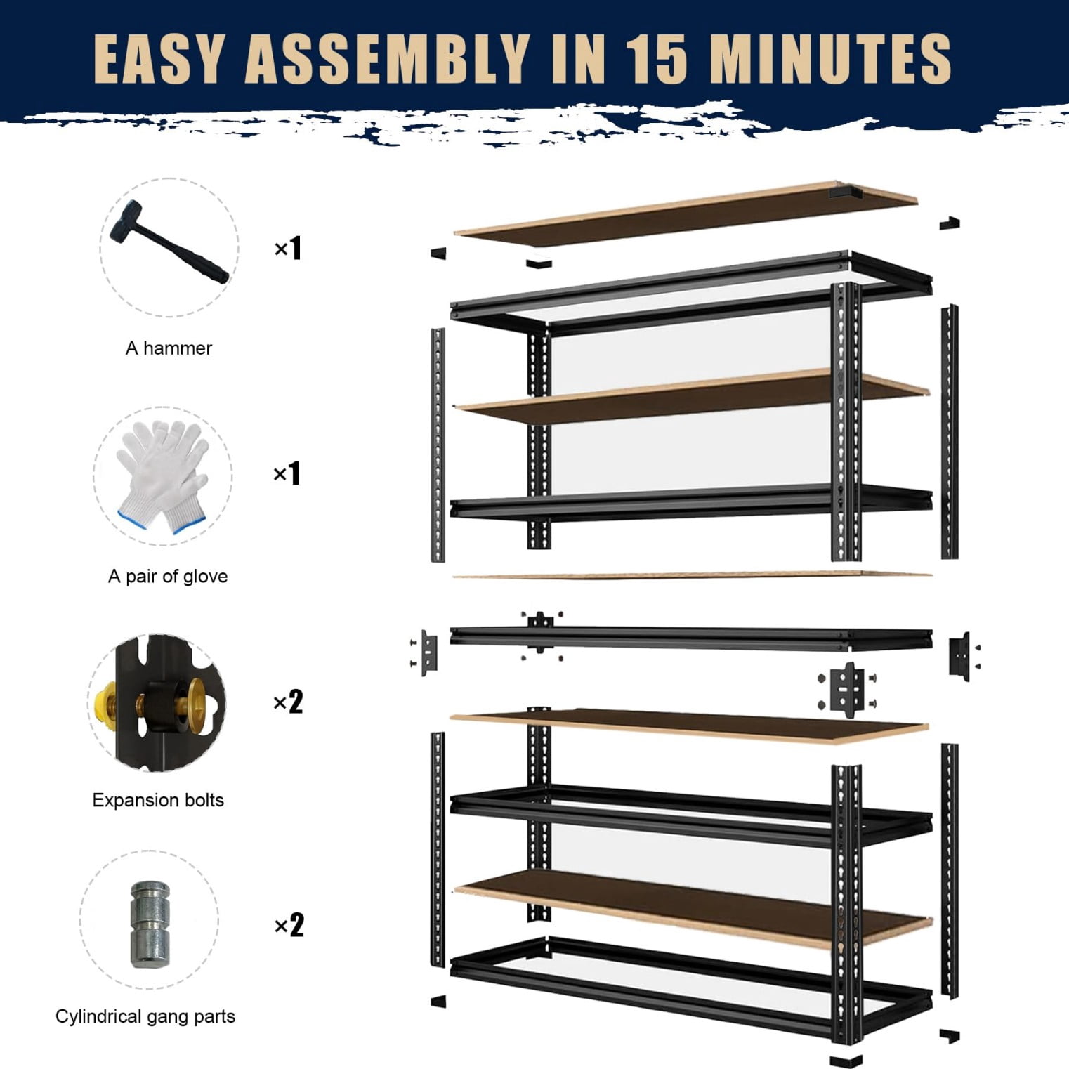 Professional 5-Tier Metal Storage Shelving Unit, 2400 lbs Capacity Heavy Duty Rack, 60"H x 28"W x 12"D