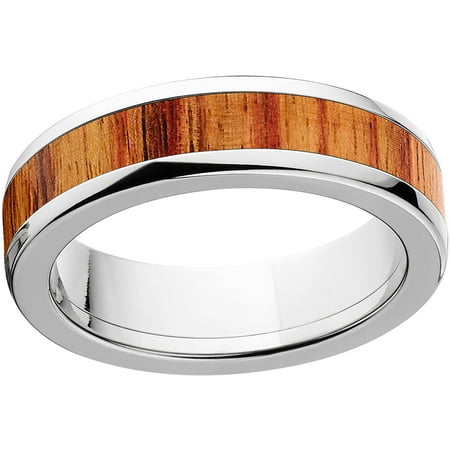 Men's 6mm Tulip Wood Exotic Wood Stainless Steel Band