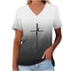 thumbnail image 1 of Fiudx Ofertas de La Semana Camiseta Deportiva de Verano con Estampado de Pascua y Manga Corta con Cuello En V para Mujer, 1 of 3