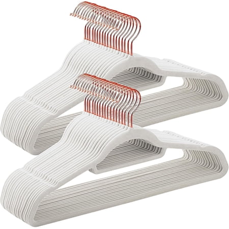 Gray Velvet Hangers 30 Pack - Rose Gold Hook, Space Saving Non-Slip Clothes Hangers, 16.5 Inch with Tie Bar for Coats,Sweater,Jackets,Dresses, Shirts, Suits & T-Shirts