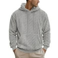 thumbnail image 4 of Fgnfyis Men's Fall and Winter Hooded Jacquard Padded Sports Casual Sweater Hoodies for Men Grey S, 4 of 7