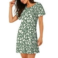 thumbnail image 2 of Zufioo Flowers With Leaves Print Women's Nightgown, Round Neck Short-sleeved Pajamas, Home Wear Suitable for Home and Outing, 2 of 6