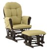 Glider & Ottoman in Black Finish with Green Chenille Cushion