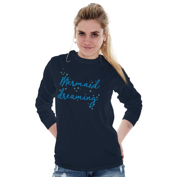 Mermaid Dreams Water Babies Beach Day Women Plus Size Long Sleeve Graphic Tee Brisco Brands 2X