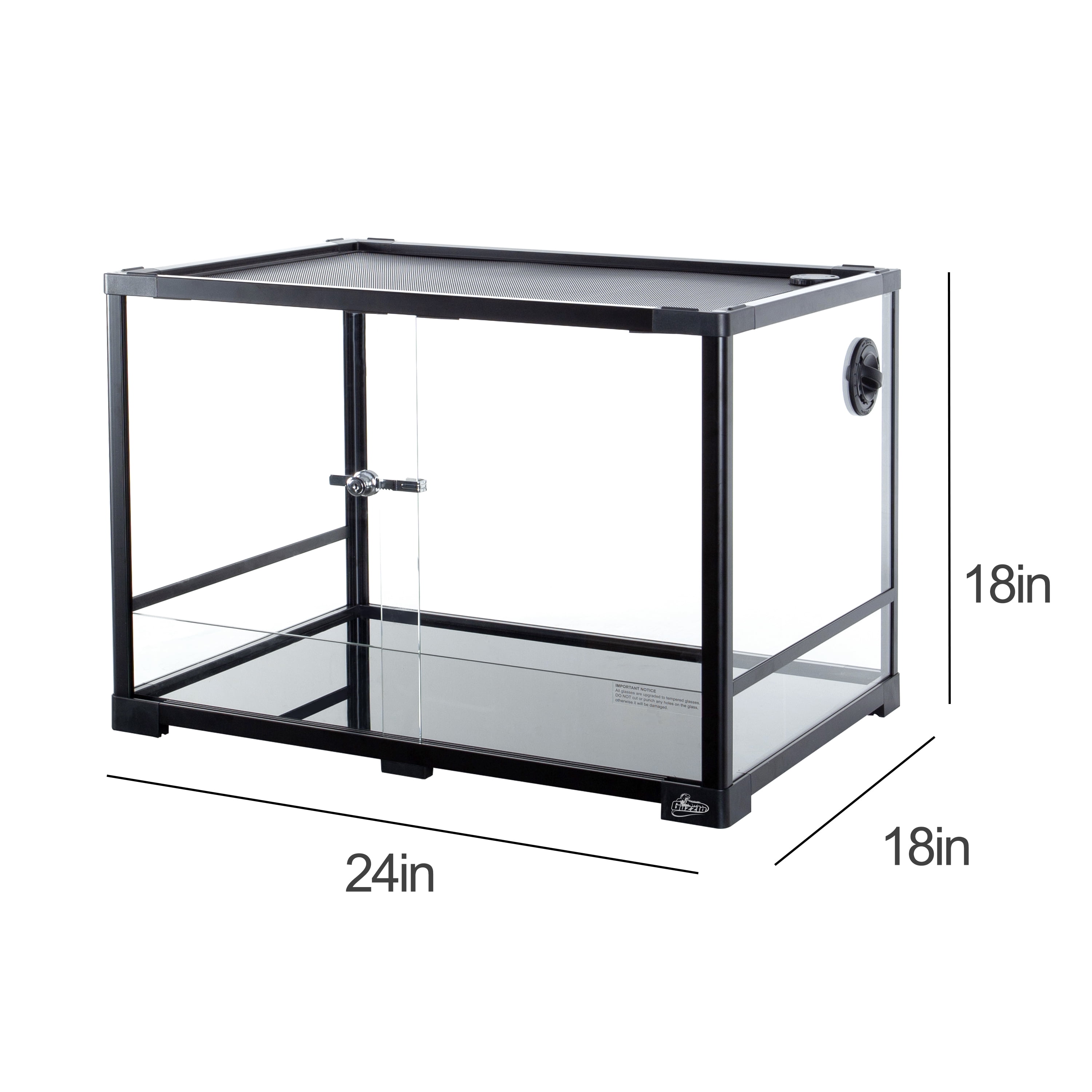 GUZZLO Reptile Glass Tank - 24 x 18 x 18 Inches Knock Down Full View Natural Terrarium