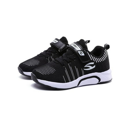 Sport Shoes for Boys Girls Hook and Loop Breathable Knit Sneakers Lightweight Mesh Athletic Kids Running Shoes Outdoor Sneakers(Toddler/Little Kid/Big Kid)
