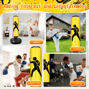 Fohil Punching Bag for Kids Adults, 63 inch Freestanding Heavy Boxing Bag with Boxing Gloves and Pump, Punching Bag Toy Set for Practicing Karate, Taekwondo, De-Stress, Gifts