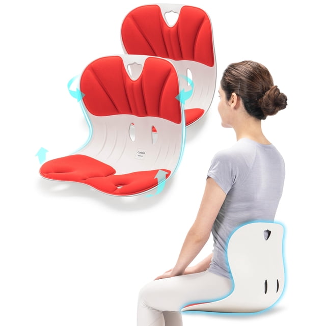 Curble Wider (ancho estándar) paquete de 2: soporte ergonómico para la espalda baja, corrector de postura lumbar, alivio del dolor de espalda, perfecto para la oficina, el suelo y el teletrabajo, pate