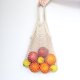 thumbnail image 5 of Bolsa de malla reutilizable de algodón ecológico, ideal para compras, mercado, playa o excursiones. Incluye 2 piezas (larga y corta) en color beige, perfectas para verduras, frutas y más., 5 of 6