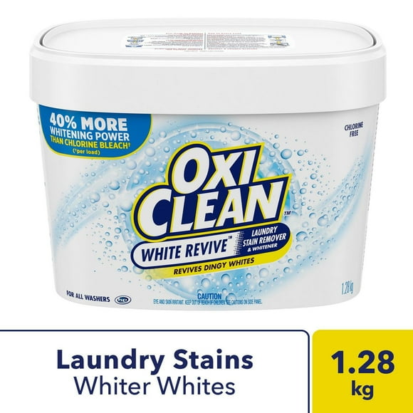 OxiClean White Revive Enzyme Laundry Stain Remover Powder, Effective on Grease, Blood, Wine Stains and More - Colour Safe, Chlorine Bleach-Free, 1.28 kg