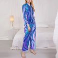 thumbnail image 2 of Bingfone Womens Pajama Sets Swirl Blue And Purple Print,Long Sleeve Loungewear Pajamas Set-Medium, 2 of 8