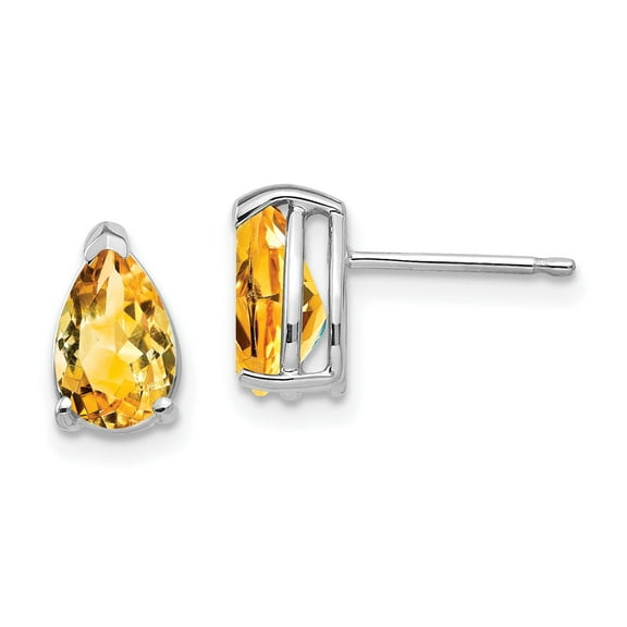 Primal Gold 14 Karat White Gold 8x5mm Pear Citrine Earrings