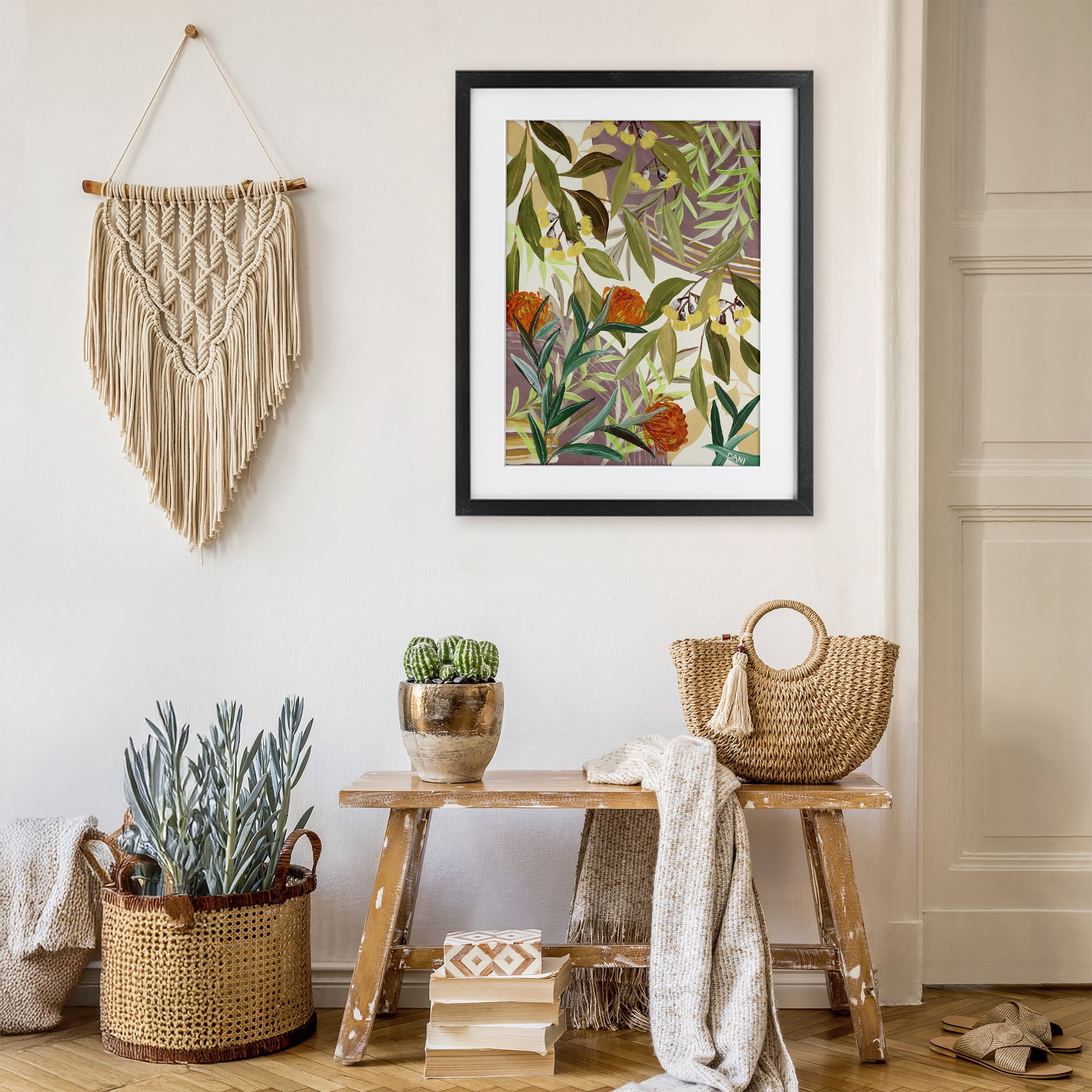 Stupell Industries Walk With Me Blooms Black Framed Print Under Glass, design by Dani Heyward